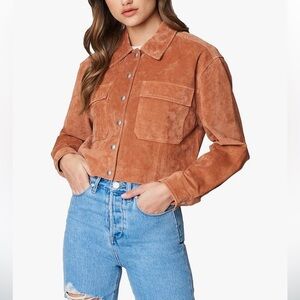 Blank NYC leather suede cropped jacket paprika